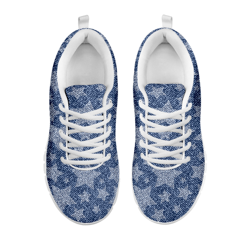Star Denim Jeans Pattern Print White Running Shoes
