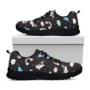 Star Space Unicorn Pattern Print Black Running Shoes