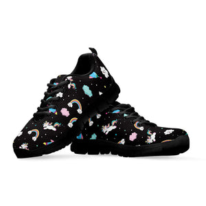 Star Space Unicorn Pattern Print Black Running Shoes