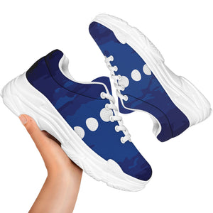 Starry Sky Lunar Phase Print White Chunky Shoes