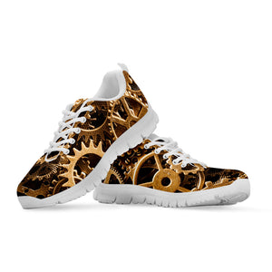 Steampunk Brass Cogs And Gears Print White Running Shoes
