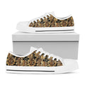 Steampunk Clock Gears Print White Low Top Sneakers