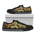 Steampunk Cogwheels Print Black Low Top Sneakers