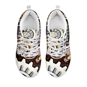 Steampunk Gears And Cogs Print White Running Shoes