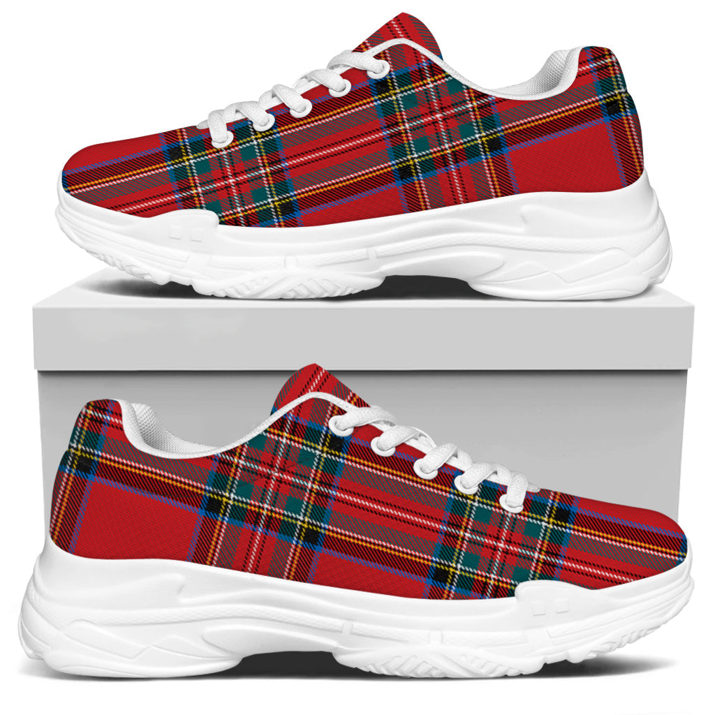 Stewart Tartan Scottish Pattern Print White Chunky Shoes