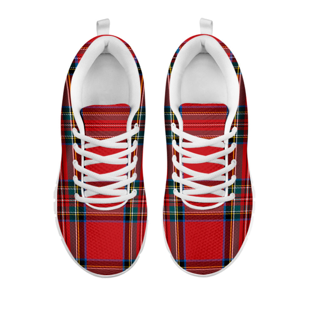 Stewart Tartan Scottish Pattern Print White Running Shoes