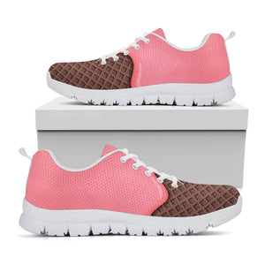 Strawberry Ice Cream Melted Print White Running Shoes