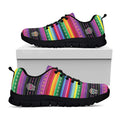 Sugar Skull Mexican Serape Pattern Print Black Running Shoes