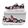 Sugar Skull Pattern Print White Running Shoes