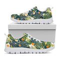 Summer Hawaiian Leaves Pattern Print White Running Shoes