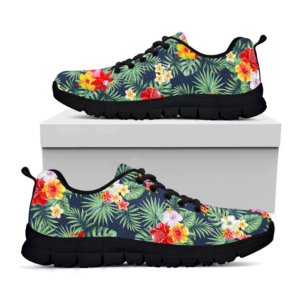 Summer Tropical Hawaii Pattern Print Black Running Shoes