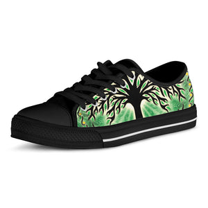 Sun And Moon Yggdrasil Print Black Low Top Sneakers