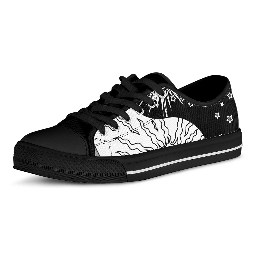 Sun And Moon Yin Yang Print Black Low Top Sneakers