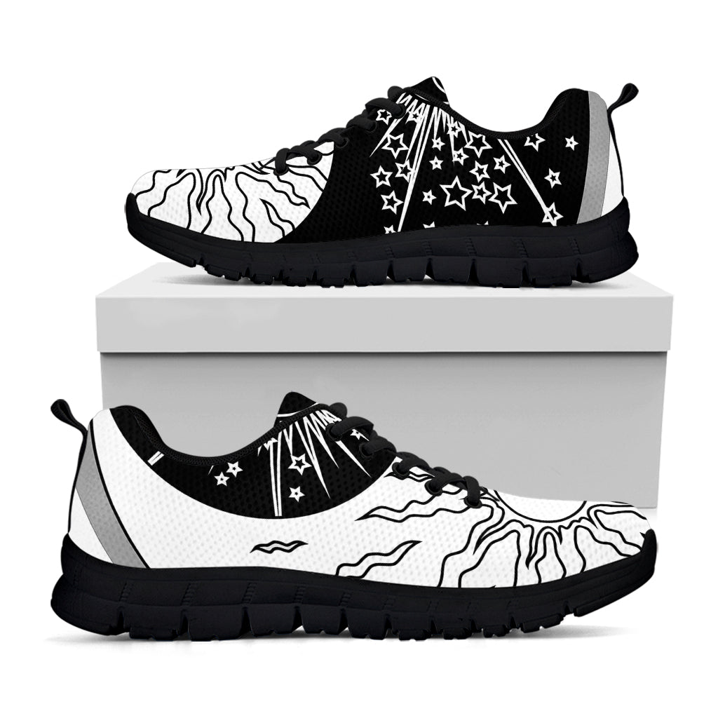 Sun And Moon Yin Yang Print Black Running Shoes