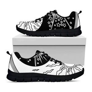 Sun And Moon Yin Yang Print Black Running Shoes