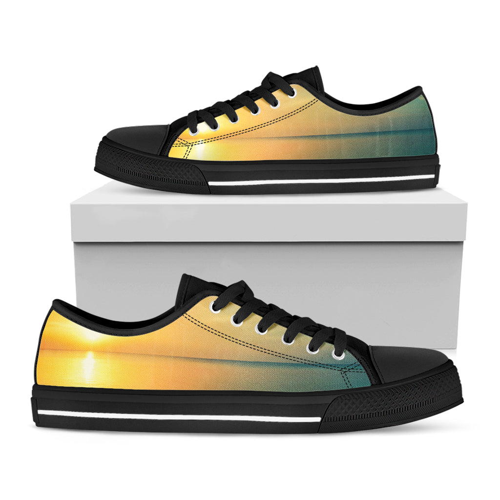 Sunrise Beach Print Black Low Top Sneakers