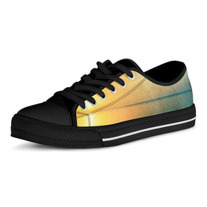 Sunrise Beach Print Black Low Top Sneakers