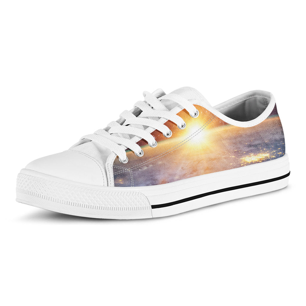 Sunrise Earth Print White Low Top Sneakers