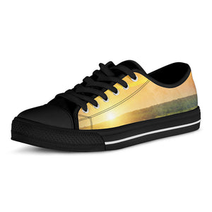 Sunrise Field Print Black Low Top Sneakers