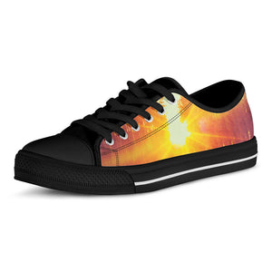 Sunrise Forest Print Black Low Top Sneakers
