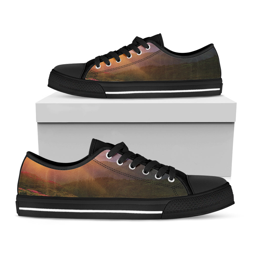 Sunrise Mountain Print Black Low Top Sneakers
