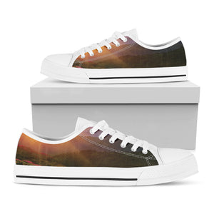Sunrise Mountain Print White Low Top Sneakers