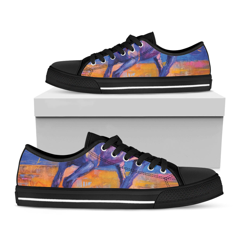 Sunset Horse Painting Print Black Low Top Sneakers
