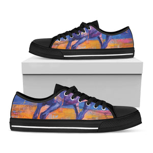 Sunset Horse Painting Print Black Low Top Sneakers