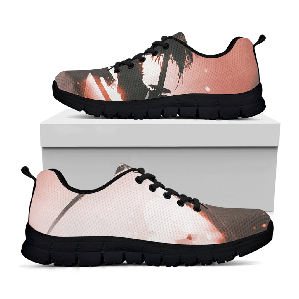 Sunset Japanese Samurai Print Black Running Shoes