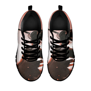 Sunset Japanese Samurai Print Black Running Shoes