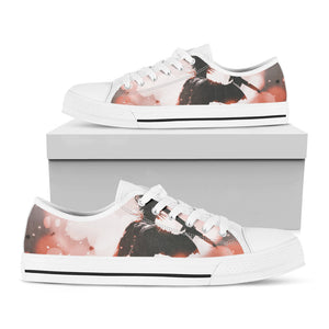 Sunset Japanese Samurai Print White Low Top Sneakers