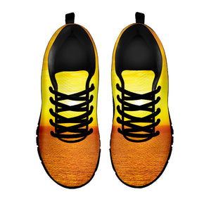 Sunset Over Sea Print Black Running Shoes