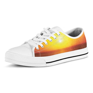 Sunset Over Sea Print White Low Top Sneakers