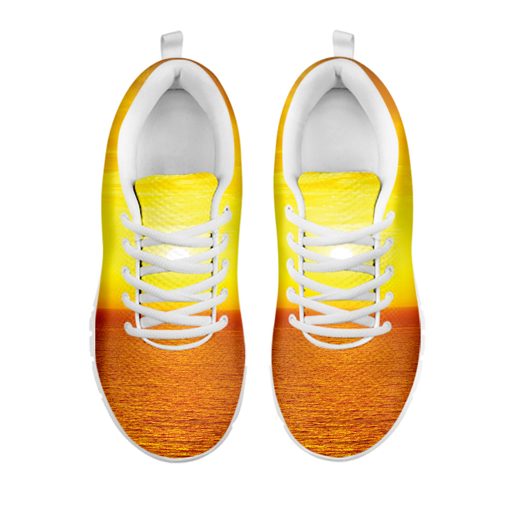 Sunset Over Sea Print White Running Shoes