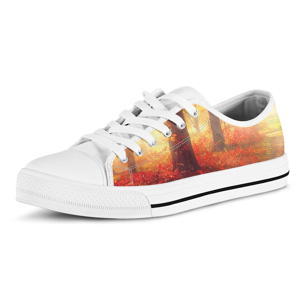 Sunshine Autumn Tree Print White Low Top Sneakers