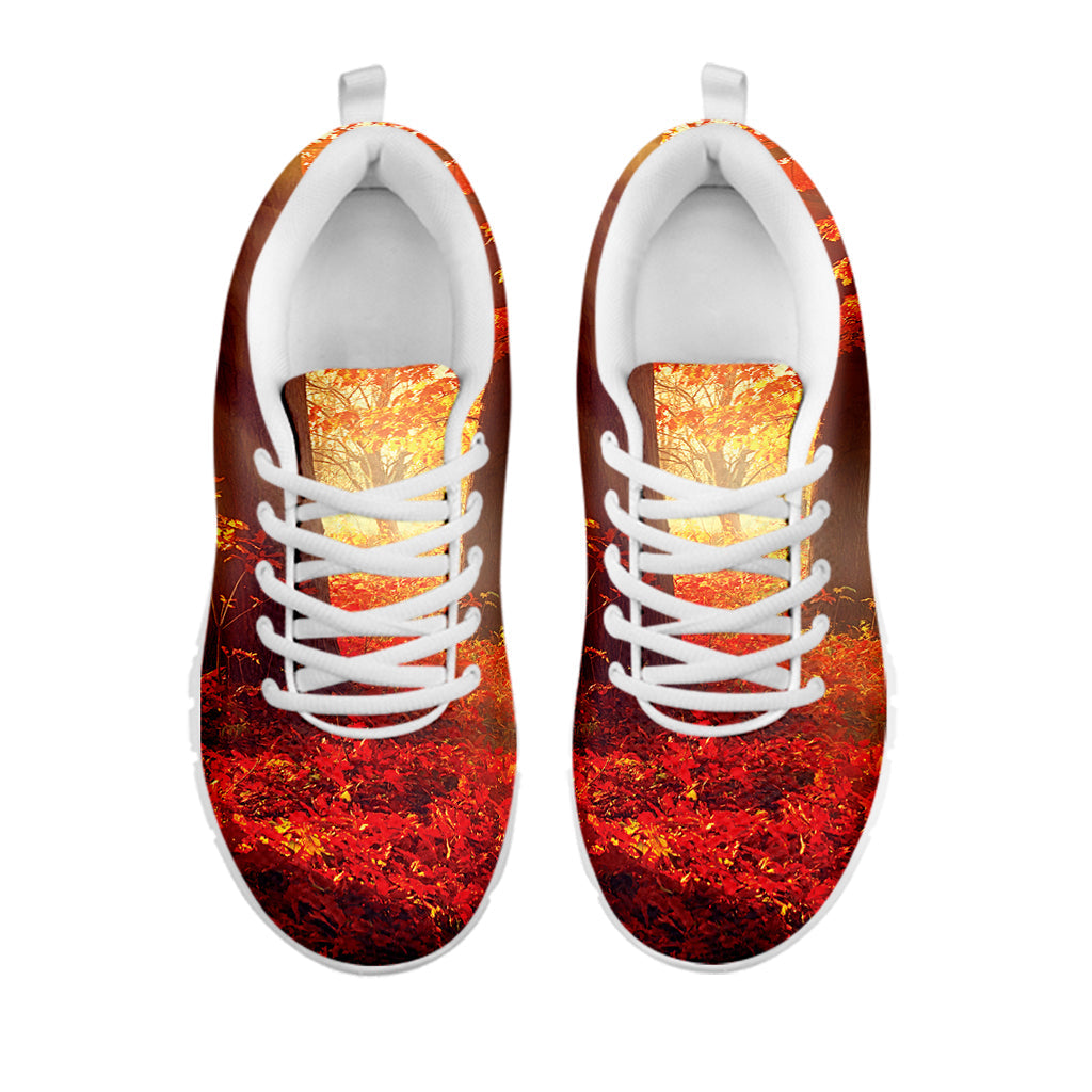 Sunshine Autumn Tree Print White Running Shoes