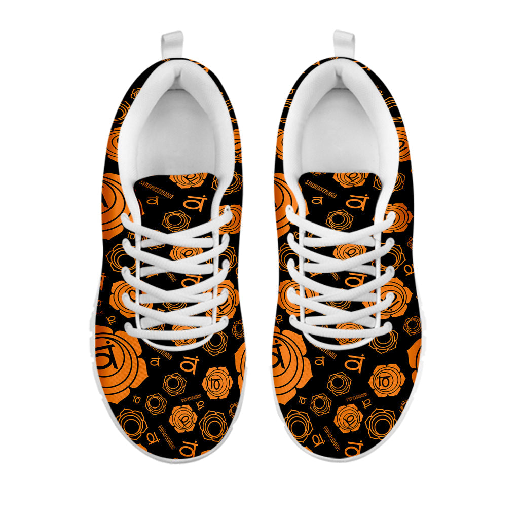 Swadhisthana Chakra Pattern Print White Running Shoes