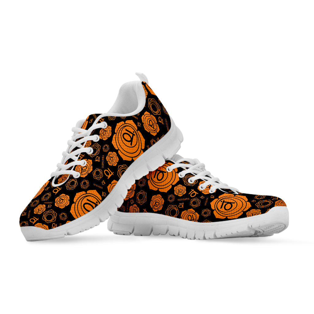 Swadhisthana Chakra Pattern Print White Running Shoes