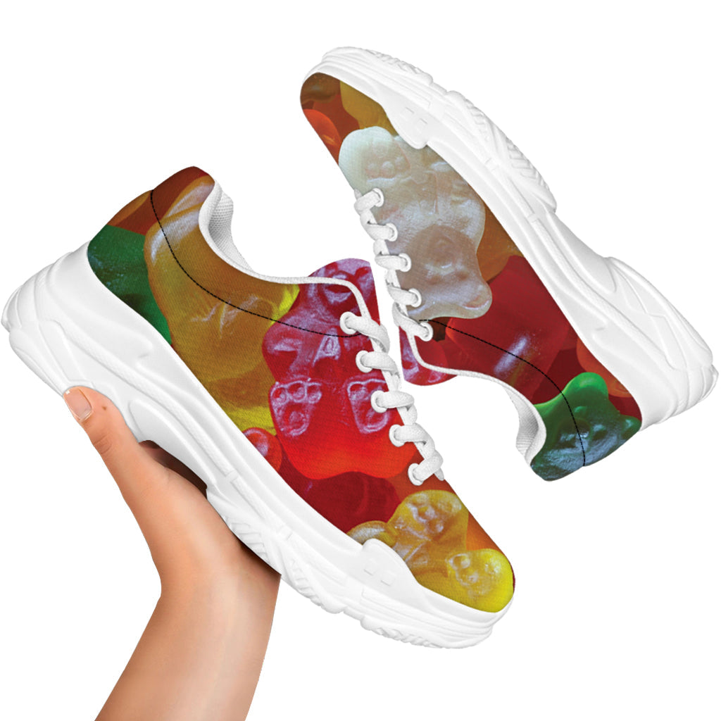 Sweet Gummy Bear Print White Chunky Shoes