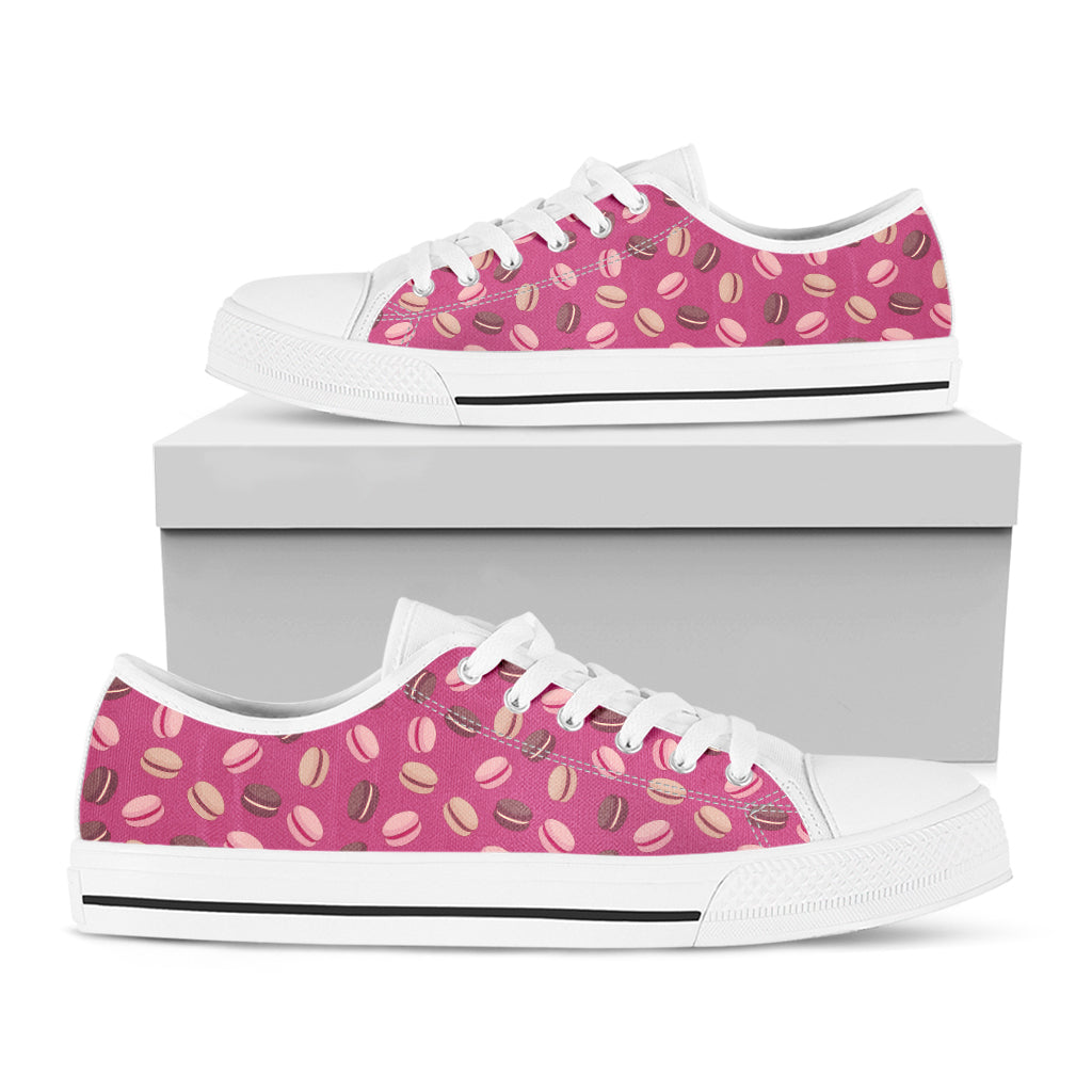 Sweet Macarons Pattern Print White Low Top Sneakers