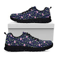 Sweet Pea Floral Pattern Print Black Running Shoes