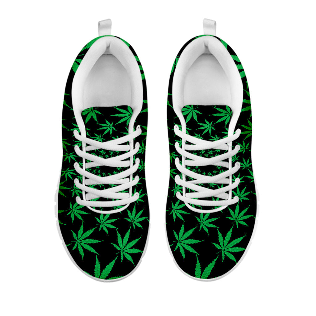 Swirl Cannabis Leaf Print White Running Shoes