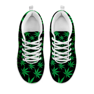 Swirl Cannabis Leaf Print White Running Shoes