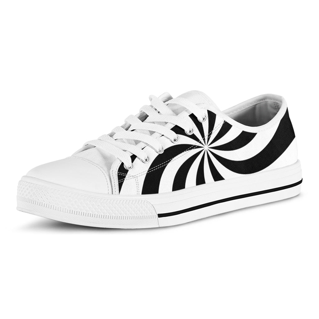 Swirl Optical Illusion Print White Low Top Sneakers