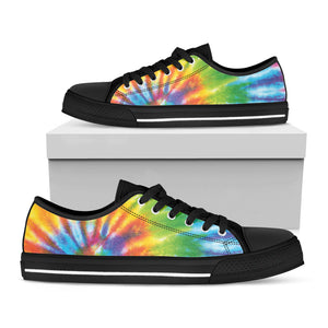 Swirl Tie Dye Print Black Low Top Sneakers
