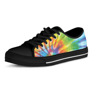 Swirl Tie Dye Print Black Low Top Sneakers