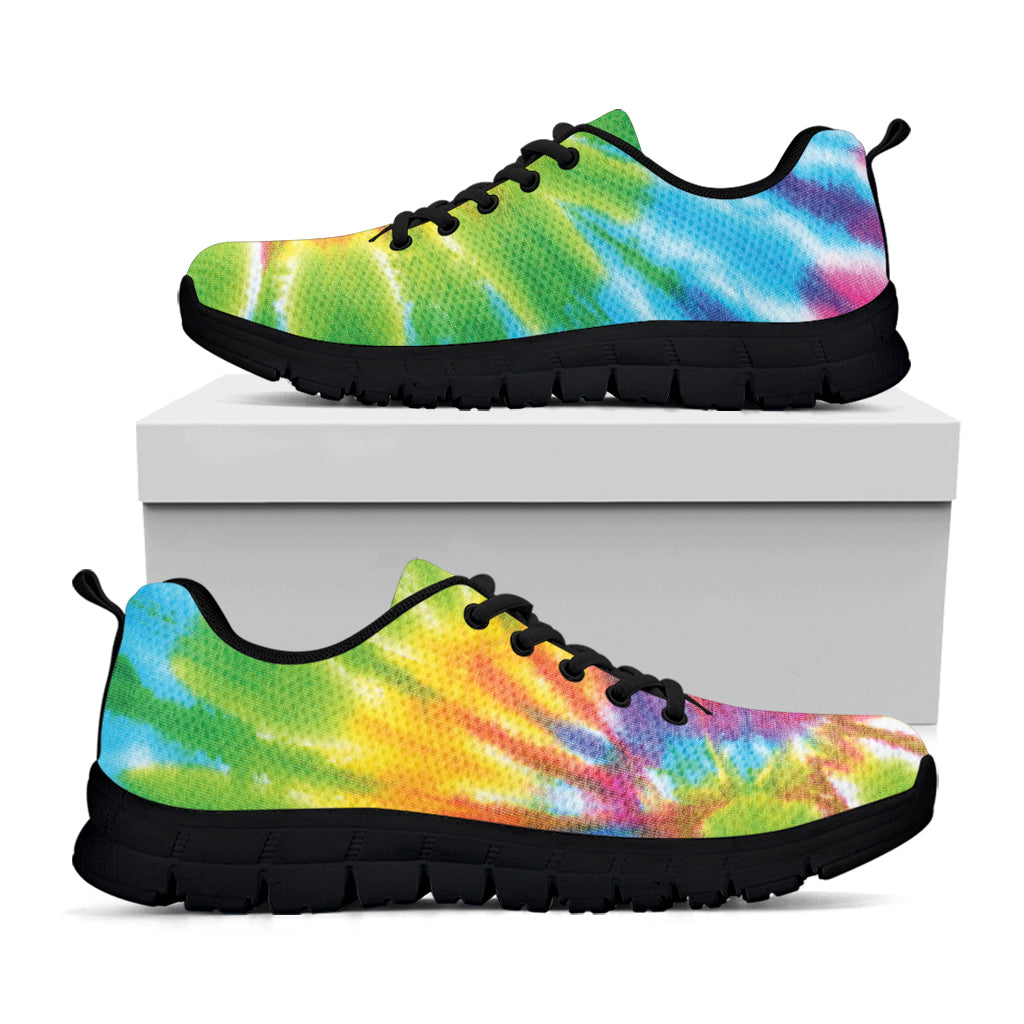 Swirl Tie Dye Print Black Running Shoes