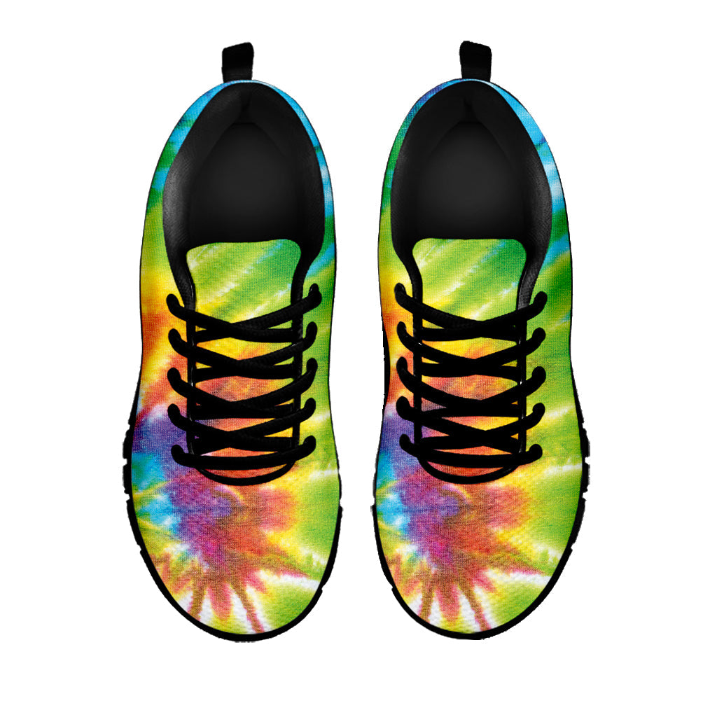 Swirl Tie Dye Print Black Running Shoes