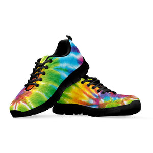 Swirl Tie Dye Print Black Running Shoes