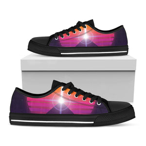 Synthwave Pyramid Print Black Low Top Sneakers